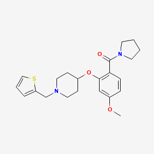 molecular formula C22H28N2O3S B4936813 4-[5-methoxy-2-(1-pyrrolidinylcarbonyl)phenoxy]-1-(2-thienylmethyl)piperidine 