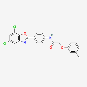 N-[4-(5,7-dichloro-1,3-benzoxazol-2-yl)phenyl]-2-(3-methylphenoxy)acetamide
