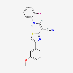 molecular formula C19H14FN3OS B4936842 3-[(2-fluorophenyl)amino]-2-[4-(3-methoxyphenyl)-1,3-thiazol-2-yl]acrylonitrile 