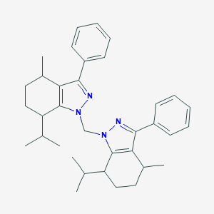 molecular formula C35H44N4 B493685 7-isopropyl-1-[(7-isopropyl-4-methyl-3-phenyl-4,5,6,7-tetrahydro-1H-indazol-1-yl)methyl]-4-methyl-3-phenyl-4,5,6,7-tetrahydro-1H-indazole 