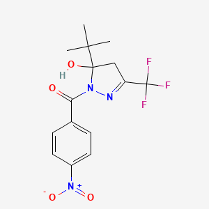 molecular formula C15H16F3N3O4 B4936864 5-tert-butyl-1-(4-nitrobenzoyl)-3-(trifluoromethyl)-4,5-dihydro-1H-pyrazol-5-ol 