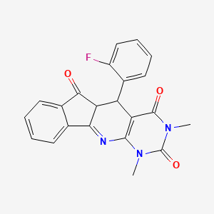 molecular formula C22H16FN3O3 B4936903 5-(2-fluorophenyl)-1,3-dimethyl-5,5a-dihydro-1H-indeno[2',1':5,6]pyrido[2,3-d]pyrimidine-2,4,6(3H)-trione 