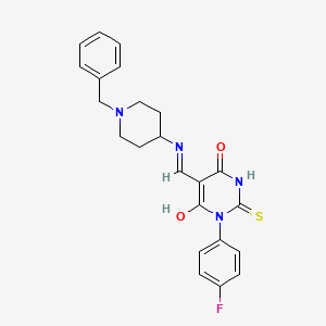 molecular formula C23H23FN4O2S B4936915 5-{[(1-benzyl-4-piperidinyl)amino]methylene}-1-(4-fluorophenyl)-2-thioxodihydro-4,6(1H,5H)-pyrimidinedione 
