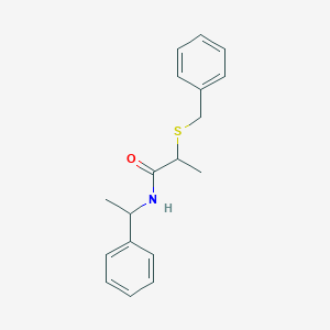 molecular formula C18H21NOS B4936929 2-(benzylthio)-N-(1-phenylethyl)propanamide 