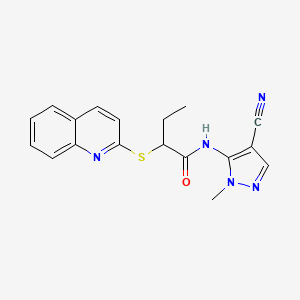 molecular formula C18H17N5OS B4936954 N-(4-cyano-1-methyl-1H-pyrazol-5-yl)-2-(2-quinolinylthio)butanamide 