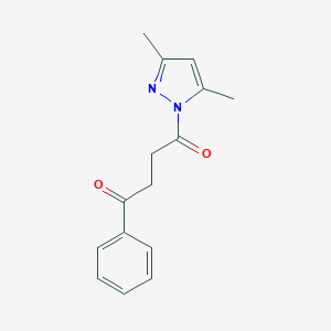 molecular formula C15H16N2O2 B493696 4-(3,5-dimethyl-1H-pyrazol-1-yl)-4-oxo-1-phenyl-1-butanone 