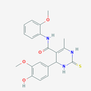 molecular formula C20H21N3O4S B4936971 4-(4-hydroxy-3-methoxyphenyl)-N-(2-methoxyphenyl)-6-methyl-2-thioxo-1,2,3,4-tetrahydro-5-pyrimidinecarboxamide 