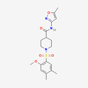 molecular formula C19H25N3O5S B4936990 1-[(2-methoxy-4,5-dimethylphenyl)sulfonyl]-N-(5-methyl-3-isoxazolyl)-4-piperidinecarboxamide 