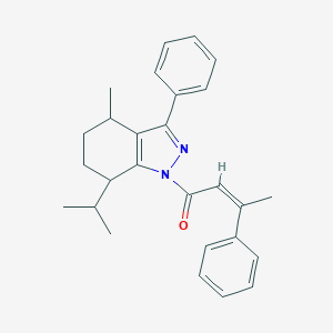 molecular formula C27H30N2O B493702 7-isopropyl-4-methyl-3-phenyl-1-(3-phenyl-2-butenoyl)-4,5,6,7-tetrahydro-1H-indazole 
