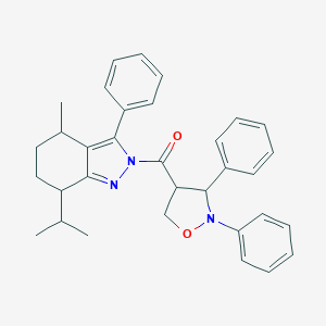 molecular formula C33H35N3O2 B493704 2-[(2,3-diphenyl-4-isoxazolidinyl)carbonyl]-7-isopropyl-4-methyl-3-phenyl-4,5,6,7-tetrahydro-2H-indazole 