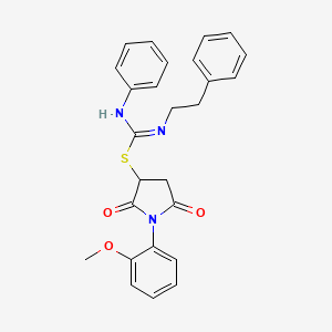 1-(2-methoxyphenyl)-2,5-dioxo-3-pyrrolidinyl N'-phenyl-N-(2-phenylethyl)imidothiocarbamate