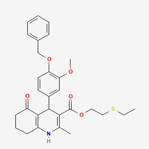 molecular formula C29H33NO5S B4937081 2-(ethylthio)ethyl 4-[4-(benzyloxy)-3-methoxyphenyl]-2-methyl-5-oxo-1,4,5,6,7,8-hexahydro-3-quinolinecarboxylate 