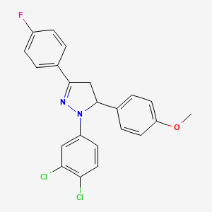 molecular formula C22H17Cl2FN2O B4937083 1-(3,4-dichlorophenyl)-3-(4-fluorophenyl)-5-(4-methoxyphenyl)-4,5-dihydro-1H-pyrazole 