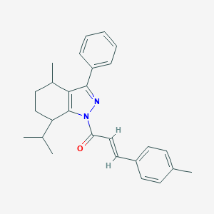 molecular formula C27H30N2O B493711 7-isopropyl-4-methyl-1-[3-(4-methylphenyl)acryloyl]-3-phenyl-4,5,6,7-tetrahydro-1H-indazole 