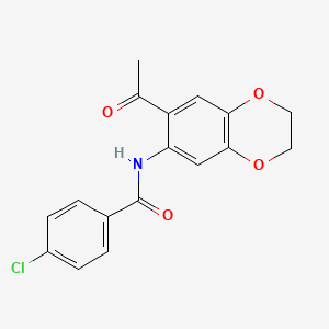 molecular formula C17H14ClNO4 B4937140 N-(7-acetyl-2,3-dihydro-1,4-benzodioxin-6-yl)-4-chlorobenzamide 