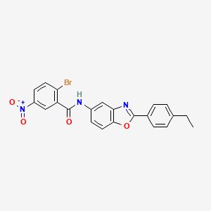 molecular formula C22H16BrN3O4 B4937175 2-溴-N-[2-(4-乙基苯基)-1,3-苯并恶唑-5-基]-5-硝基苯甲酰胺 
