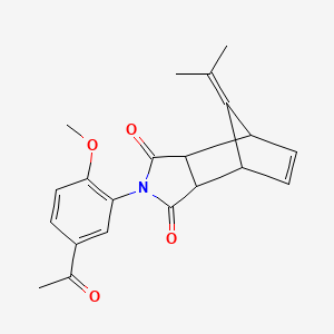 molecular formula C21H21NO4 B4937181 4-(5-acetyl-2-methoxyphenyl)-10-(1-methylethylidene)-4-azatricyclo[5.2.1.0~2,6~]dec-8-ene-3,5-dione 