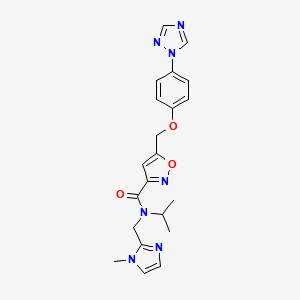 molecular formula C21H23N7O3 B4937193 N-isopropyl-N-[(1-methyl-1H-imidazol-2-yl)methyl]-5-{[4-(1H-1,2,4-triazol-1-yl)phenoxy]methyl}-3-isoxazolecarboxamide 