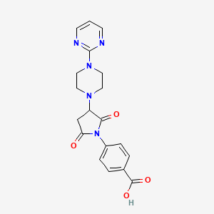 molecular formula C19H19N5O4 B4937195 4-{2,5-dioxo-3-[4-(2-pyrimidinyl)-1-piperazinyl]-1-pyrrolidinyl}benzoic acid 