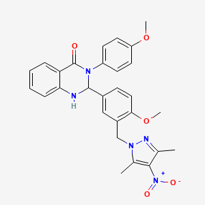 2-{3-[(3,5-dimethyl-4-nitro-1H-pyrazol-1-yl)methyl]-4-methoxyphenyl}-3-(4-methoxyphenyl)-2,3-dihydro-4(1H)-quinazolinone