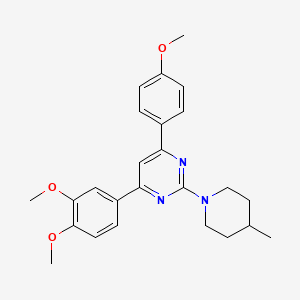 4-(3,4-dimethoxyphenyl)-6-(4-methoxyphenyl)-2-(4-methyl-1-piperidinyl)pyrimidine