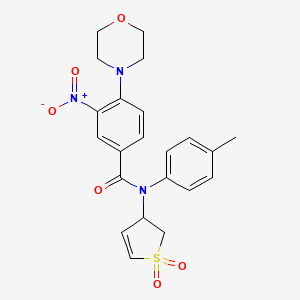 molecular formula C22H23N3O6S B4937231 N-(1,1-dioxido-2,3-dihydro-3-thienyl)-N-(4-methylphenyl)-4-(4-morpholinyl)-3-nitrobenzamide 