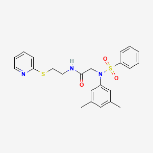 molecular formula C23H25N3O3S2 B4937248 N~2~-(3,5-dimethylphenyl)-N~2~-(phenylsulfonyl)-N~1~-[2-(2-pyridinylthio)ethyl]glycinamide 