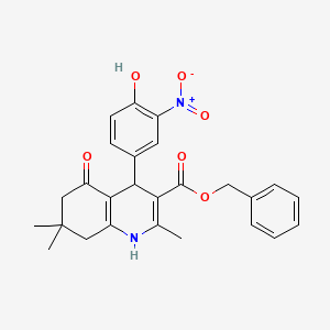 molecular formula C26H26N2O6 B4937258 benzyl 4-(4-hydroxy-3-nitrophenyl)-2,7,7-trimethyl-5-oxo-1,4,5,6,7,8-hexahydro-3-quinolinecarboxylate 
