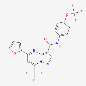 molecular formula C19H10F6N4O3 B4937298 5-(2-furyl)-N-[4-(trifluoromethoxy)phenyl]-7-(trifluoromethyl)pyrazolo[1,5-a]pyrimidine-3-carboxamide 