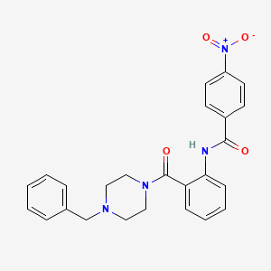 molecular formula C25H24N4O4 B4937328 N-{2-[(4-benzyl-1-piperazinyl)carbonyl]phenyl}-4-nitrobenzamide 