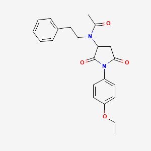 molecular formula C22H24N2O4 B4937353 N-[1-(4-ethoxyphenyl)-2,5-dioxo-3-pyrrolidinyl]-N-(2-phenylethyl)acetamide 