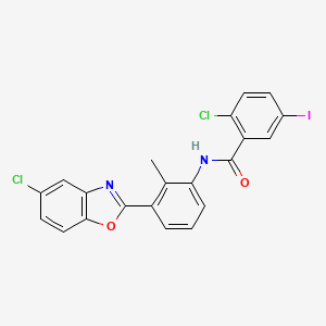 molecular formula C21H13Cl2IN2O2 B4937409 2-chloro-N-[3-(5-chloro-1,3-benzoxazol-2-yl)-2-methylphenyl]-5-iodobenzamide 