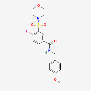 molecular formula C19H21FN2O5S B4937451 4-fluoro-N-(4-methoxybenzyl)-3-(4-morpholinylsulfonyl)benzamide 