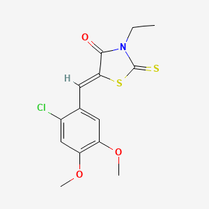 molecular formula C14H14ClNO3S2 B4937472 5-(2-chloro-4,5-dimethoxybenzylidene)-3-ethyl-2-thioxo-1,3-thiazolidin-4-one 