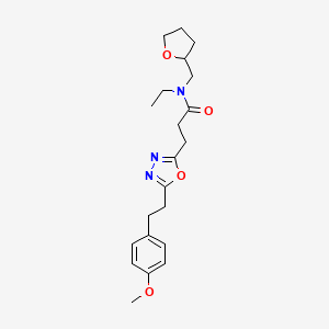 molecular formula C21H29N3O4 B4937490 N-ethyl-3-{5-[2-(4-methoxyphenyl)ethyl]-1,3,4-oxadiazol-2-yl}-N-(tetrahydro-2-furanylmethyl)propanamide 