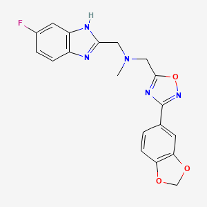 molecular formula C19H16FN5O3 B4937575 1-[3-(1,3-benzodioxol-5-yl)-1,2,4-oxadiazol-5-yl]-N-[(6-fluoro-1H-benzimidazol-2-yl)methyl]-N-methylmethanamine 
