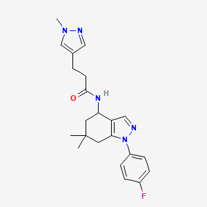molecular formula C22H26FN5O B4937578 N-[1-(4-fluorophenyl)-6,6-dimethyl-4,5,6,7-tetrahydro-1H-indazol-4-yl]-3-(1-methyl-1H-pyrazol-4-yl)propanamide 