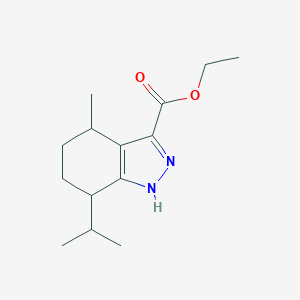 molecular formula C14H22N2O2 B493761 ethyl 7-isopropyl-4-methyl-4,5,6,7-tetrahydro-1H-indazole-3-carboxylate 