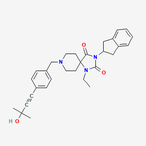 molecular formula C30H35N3O3 B4937641 3-(2,3-dihydro-1H-inden-2-yl)-1-ethyl-8-[4-(3-hydroxy-3-methyl-1-butyn-1-yl)benzyl]-1,3,8-triazaspiro[4.5]decane-2,4-dione 