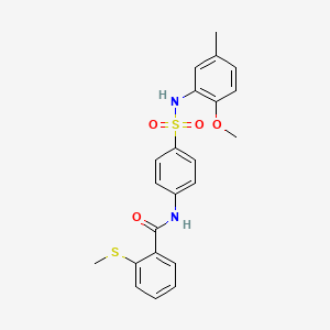 molecular formula C22H22N2O4S2 B4937648 N-(4-{[(2-methoxy-5-methylphenyl)amino]sulfonyl}phenyl)-2-(methylthio)benzamide 