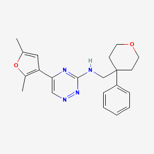 molecular formula C21H24N4O2 B4937673 5-(2,5-dimethyl-3-furyl)-N-[(4-phenyltetrahydro-2H-pyran-4-yl)methyl]-1,2,4-triazin-3-amine 