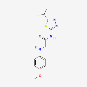 molecular formula C14H18N4O2S B4937680 N~1~-(5-isopropyl-1,3,4-thiadiazol-2-yl)-N~2~-(4-methoxyphenyl)glycinamide 