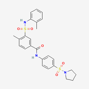 molecular formula C25H27N3O5S2 B4937717 4-methyl-3-{[(2-methylphenyl)amino]sulfonyl}-N-[4-(1-pyrrolidinylsulfonyl)phenyl]benzamide 