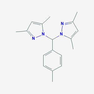 molecular formula C18H22N4 B493772 1-[(3,5-dimethyl-1H-pyrazol-1-yl)(4-methylphenyl)methyl]-3,5-dimethyl-1H-pyrazole 