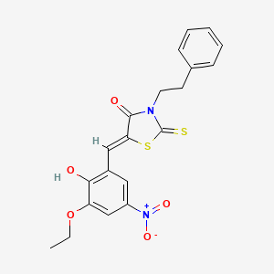 molecular formula C20H18N2O5S2 B4937723 5-(3-ethoxy-2-hydroxy-5-nitrobenzylidene)-3-(2-phenylethyl)-2-thioxo-1,3-thiazolidin-4-one 