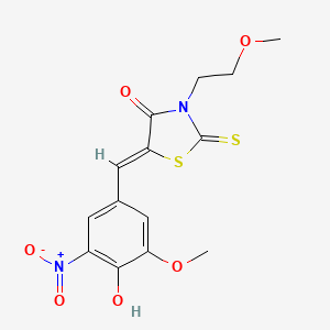 molecular formula C14H14N2O6S2 B4937738 5-(4-hydroxy-3-methoxy-5-nitrobenzylidene)-3-(2-methoxyethyl)-2-thioxo-1,3-thiazolidin-4-one 