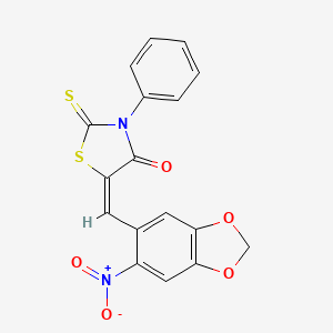 molecular formula C17H10N2O5S2 B4937763 5-[(6-nitro-1,3-benzodioxol-5-yl)methylene]-3-phenyl-2-thioxo-1,3-thiazolidin-4-one 