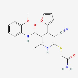 molecular formula C21H20N4O4S B4937794 6-[(2-amino-2-oxoethyl)thio]-5-cyano-4-(2-furyl)-N-(2-methoxyphenyl)-2-methyl-1,4-dihydro-3-pyridinecarboxamide 