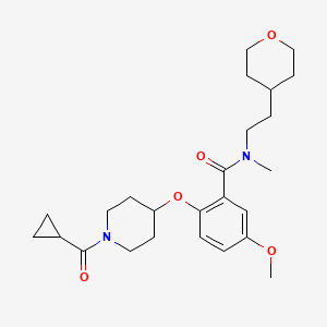 molecular formula C25H36N2O5 B4937803 2-{[1-(cyclopropylcarbonyl)-4-piperidinyl]oxy}-5-methoxy-N-methyl-N-[2-(tetrahydro-2H-pyran-4-yl)ethyl]benzamide 