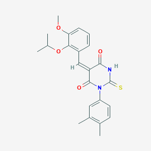 molecular formula C23H24N2O4S B4937829 1-(3,4-dimethylphenyl)-5-(2-isopropoxy-3-methoxybenzylidene)-2-thioxodihydro-4,6(1H,5H)-pyrimidinedione 